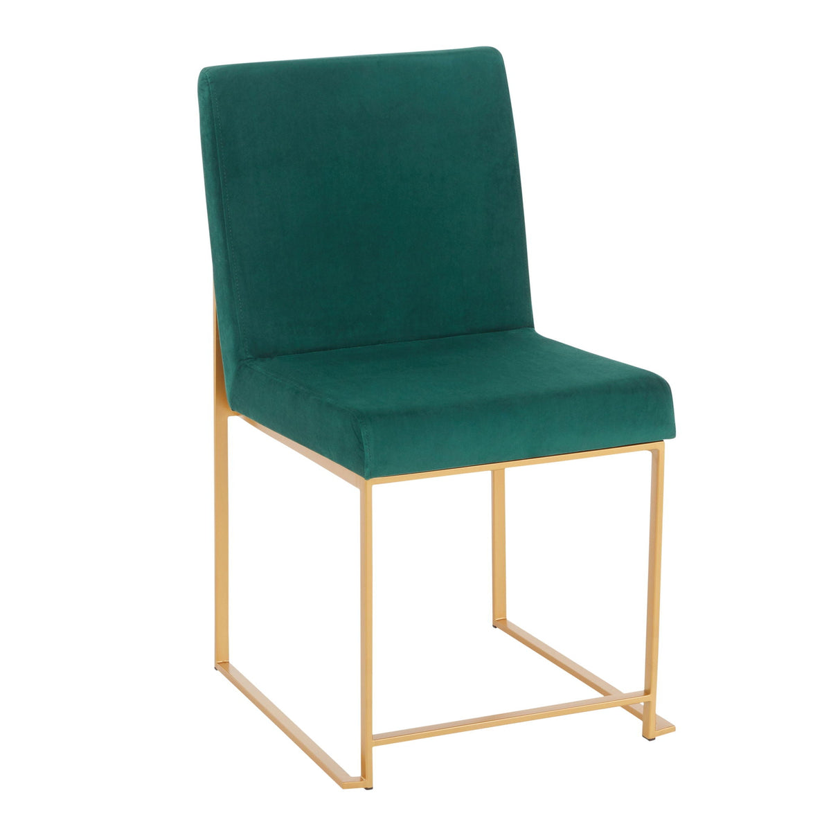 Contemporary high back dining chair with green velvet upholstery and gold legs HouseOfZazla on Tampa Home & Garden Store