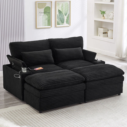 Convertible Loveseat With Usb and Storage Sofa