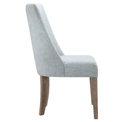 Comfortable Dining Chair Upholstered Set of 2 in light gray fabric with wooden legs on Tampa Home & Garden Store