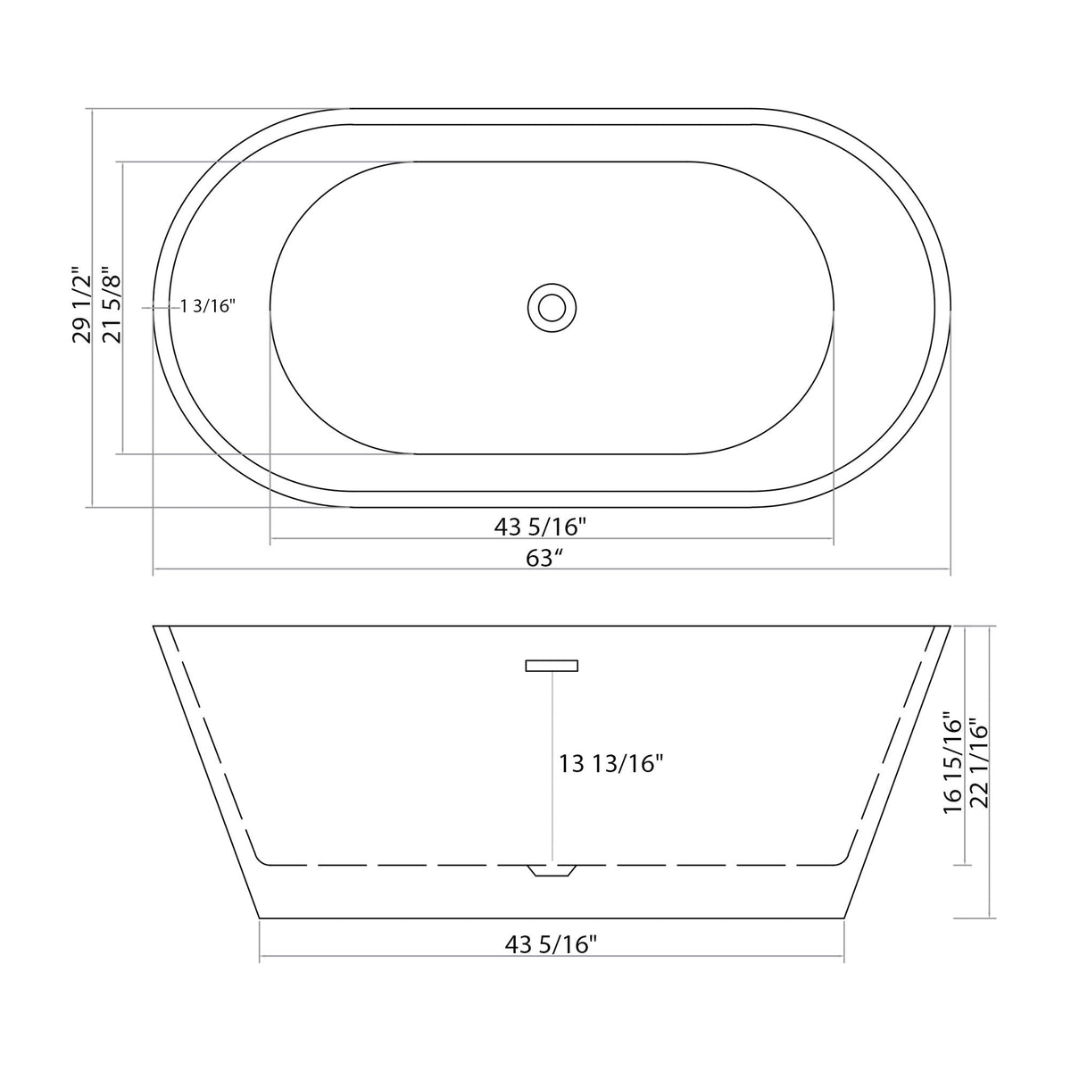 Glossy white freestanding bathtub with drain in oval shape, HouseOfZazla Bathtubs on Tampa Home & Garden Store