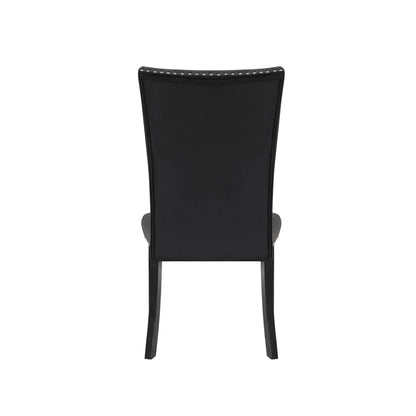 Jhoanna dining chair back view in black upholstery with nailhead trim on Tampa Home & Garden Store