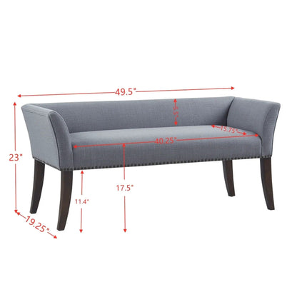 Elegant Bench with Solid Wood Frame Nailhead Trim