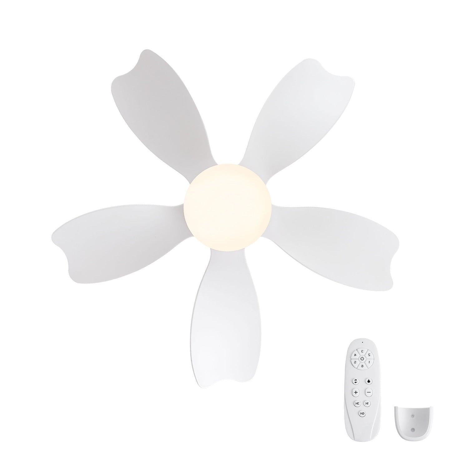 Low Profile Flush Mount Ceiling Fan With Light by HouseOfZazla white blades remote included on Tampa Home & Garden Store