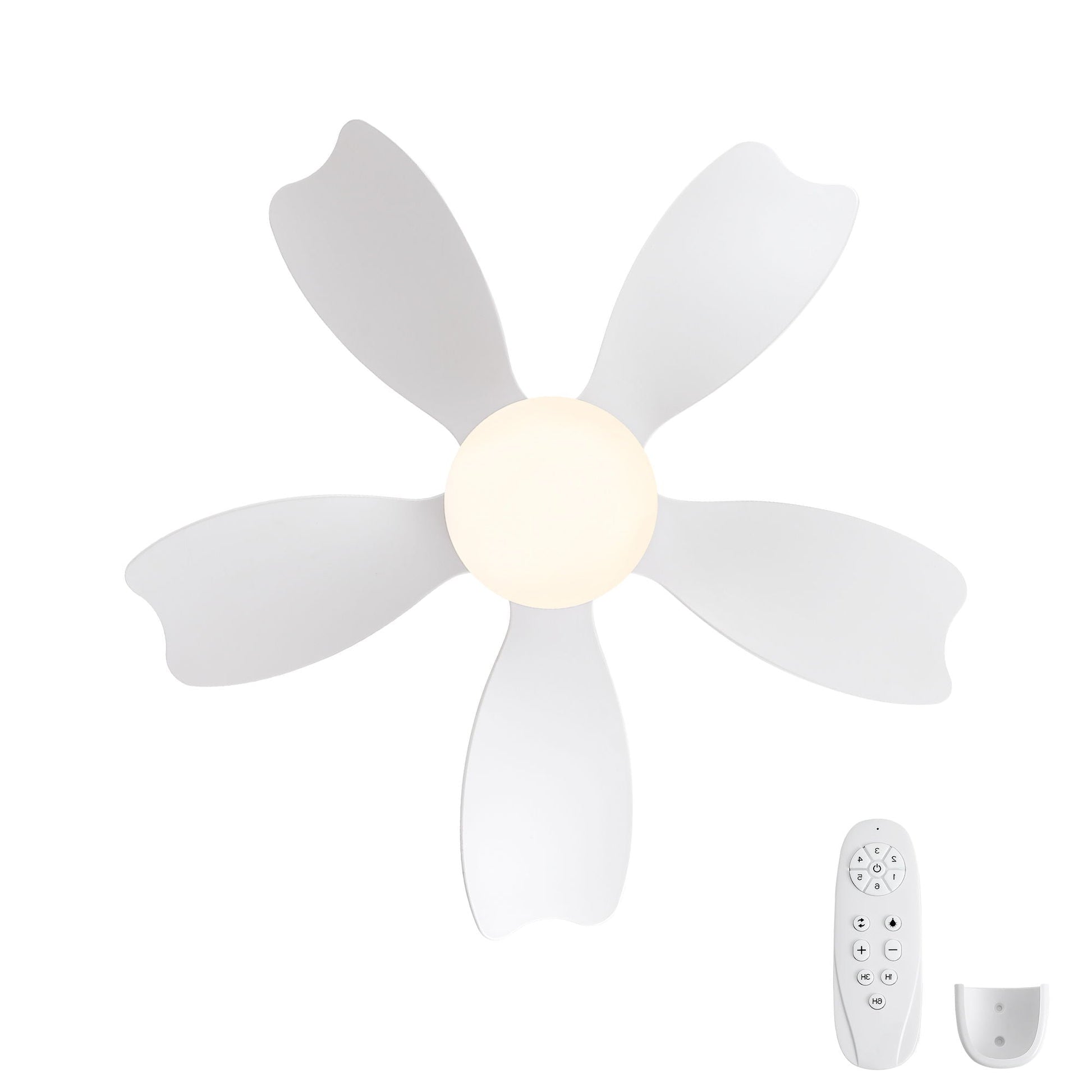 Low Profile Flush Mount Ceiling Fan With Light by HouseOfZazla white blades remote included on Tampa Home & Garden Store