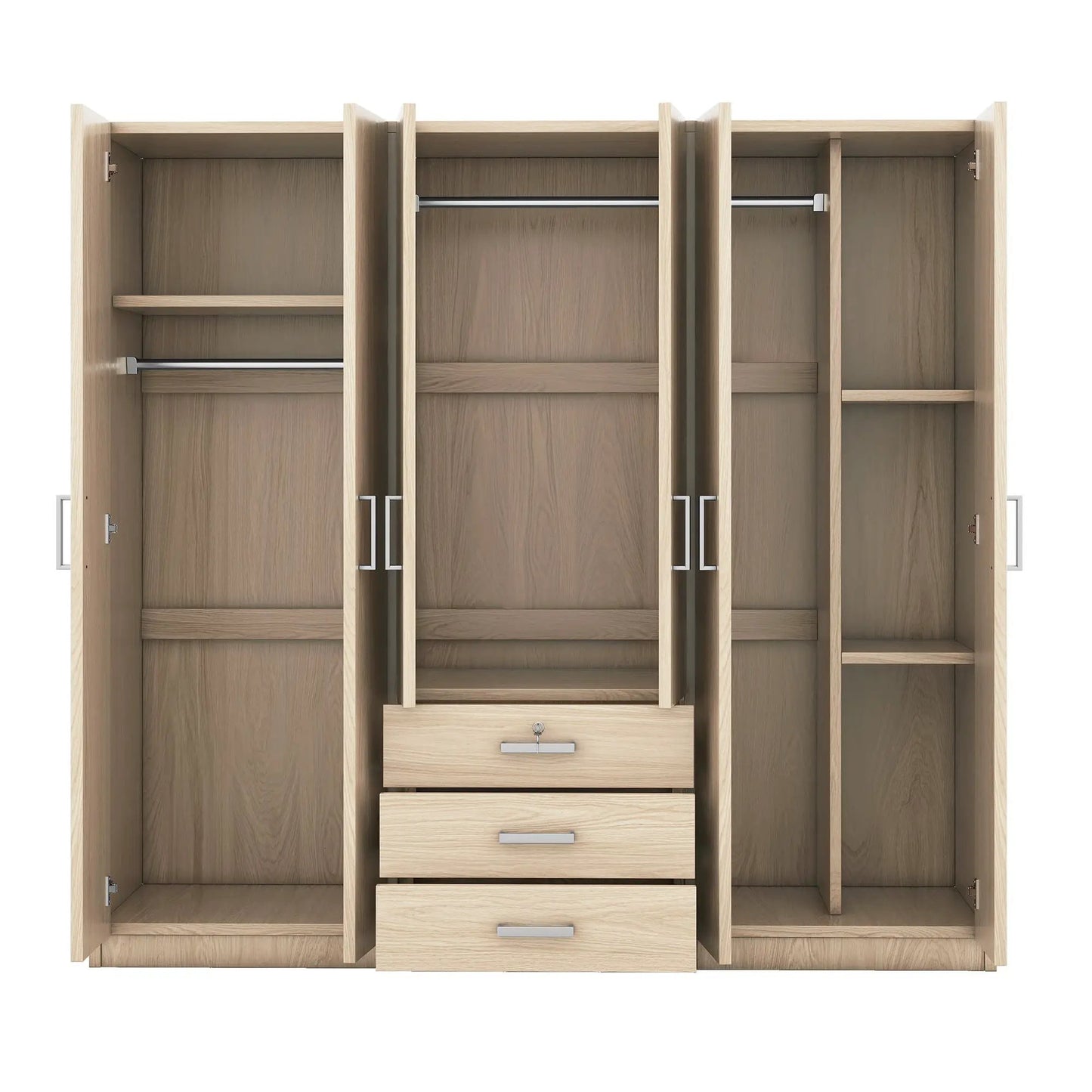 6 Doors Wardrobe Storage for Bedroom with Drawers