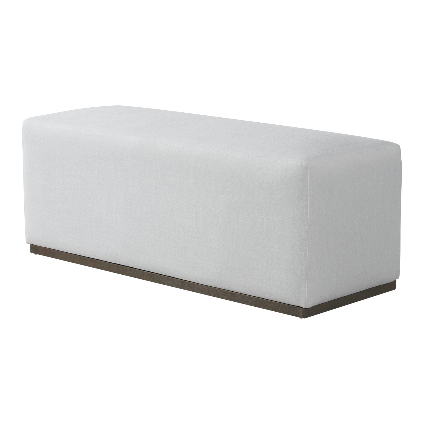 Footstool bench in white fabric with dark wood base HouseOfZazla on Tampa Home & Garden Store