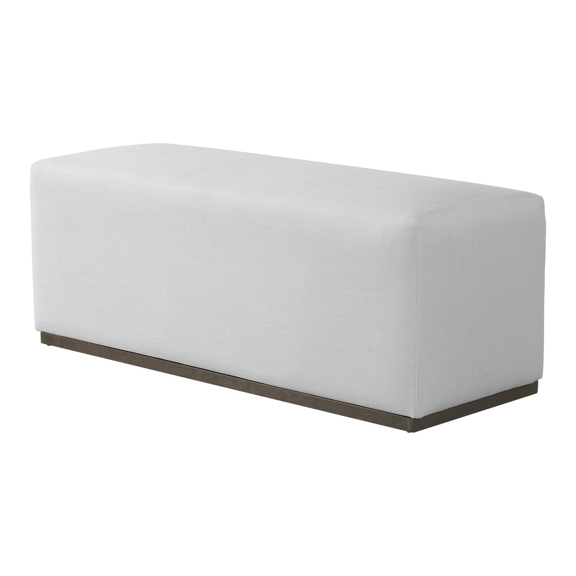 Footstool bench in white fabric with dark wood base HouseOfZazla on Tampa Home & Garden Store