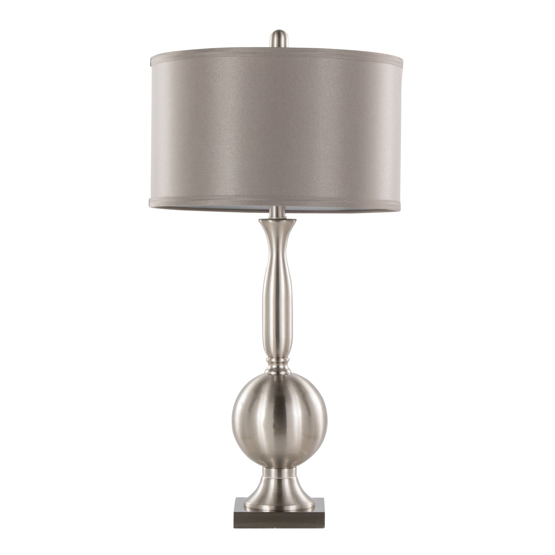 Joan contemporary table lamp nickel finish with gray satin shade HouseOfZazla on Tampa Home & Garden Store