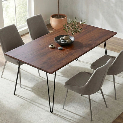 Hunter Handcrafted Dining Table in dark walnut with black metal hairpin legs on Tampa Home & Garden Store