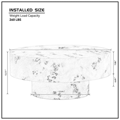 Burl Wood Veneer Round Coffee Table by HouseOfZazla, 31.49in diameter on Tampa Home & Garden Store