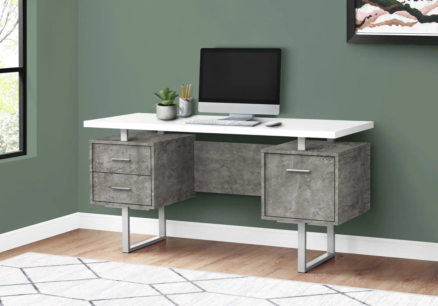 60 Inch Computer Desk For Home Office Drawers