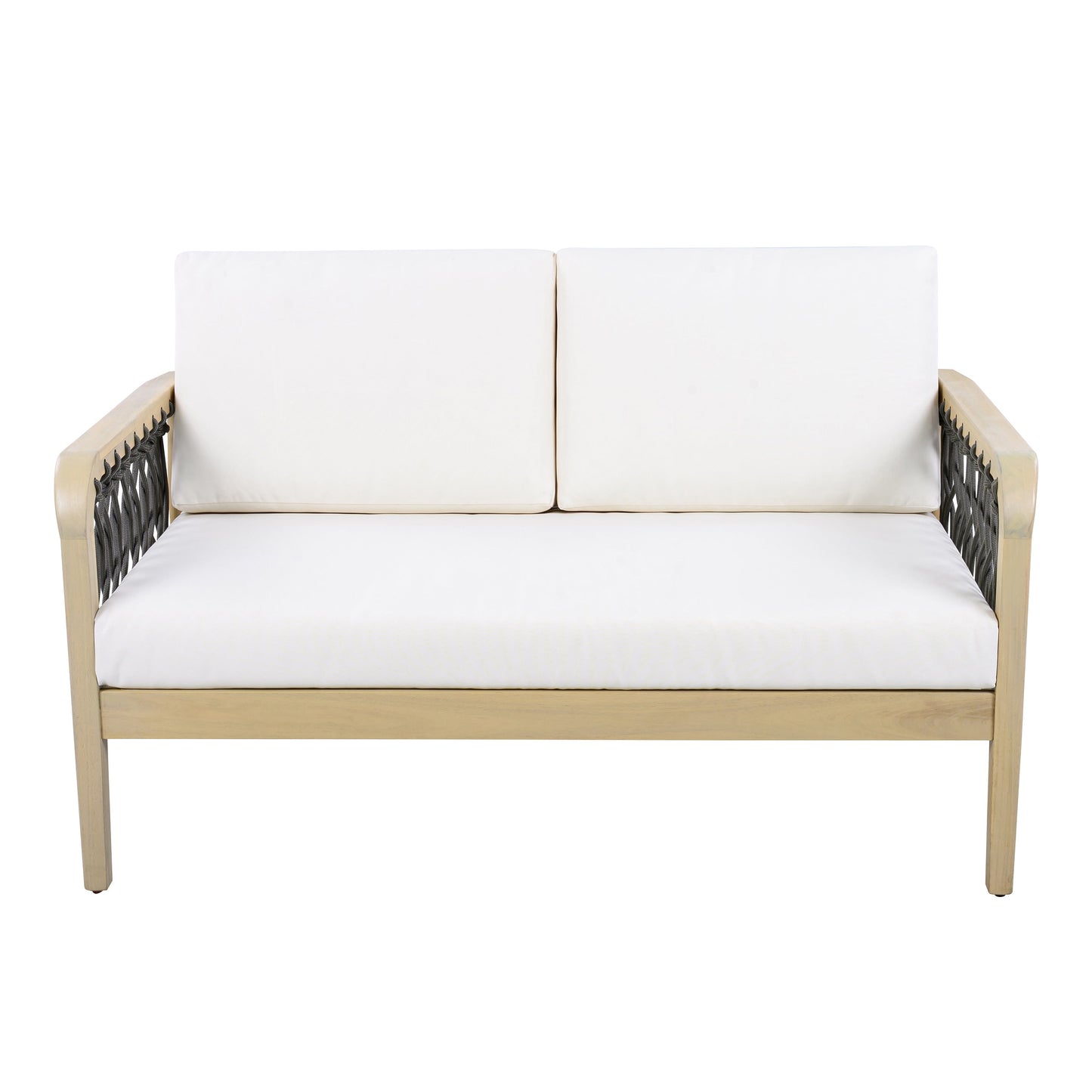 Outdoor Acacia Wood Loveseat and Coffee Table Set