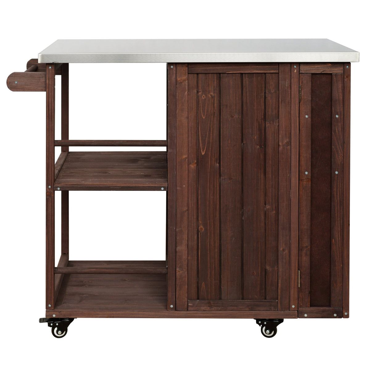 Outdoor kitchen island fir wood prep station with stainless steel top by HouseOfZazla on Tampa Home & Garden Store