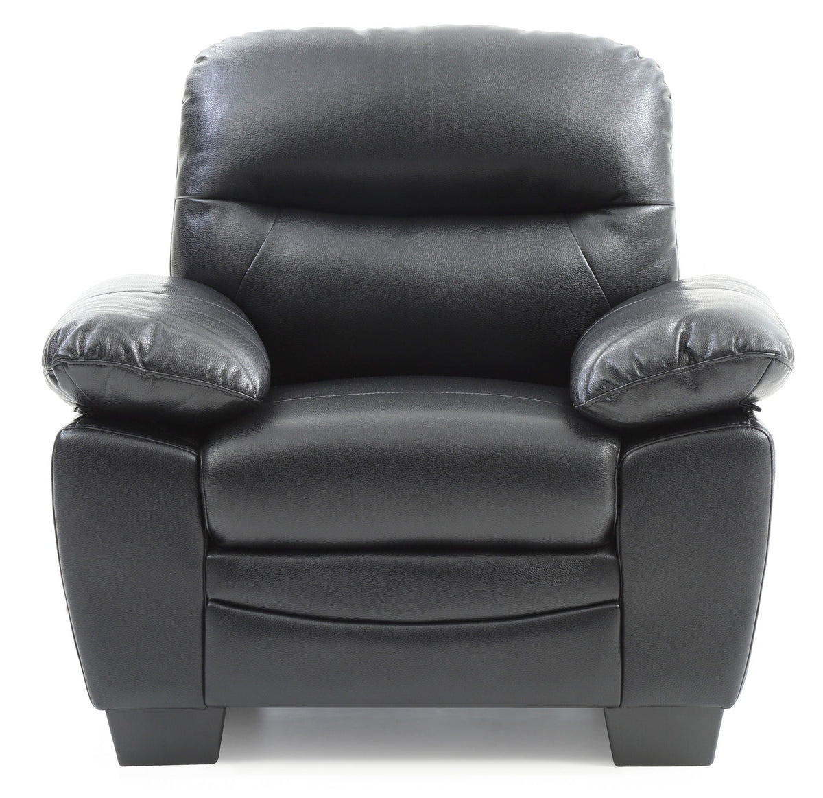 Marta Arm Chair black leather upholstery with cushioned back and padded armrests on Tampa Home & Garden Store