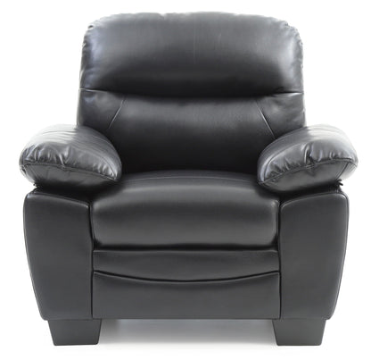 Marta Arm Chair black leather upholstery with cushioned back and padded armrests on Tampa Home & Garden Store