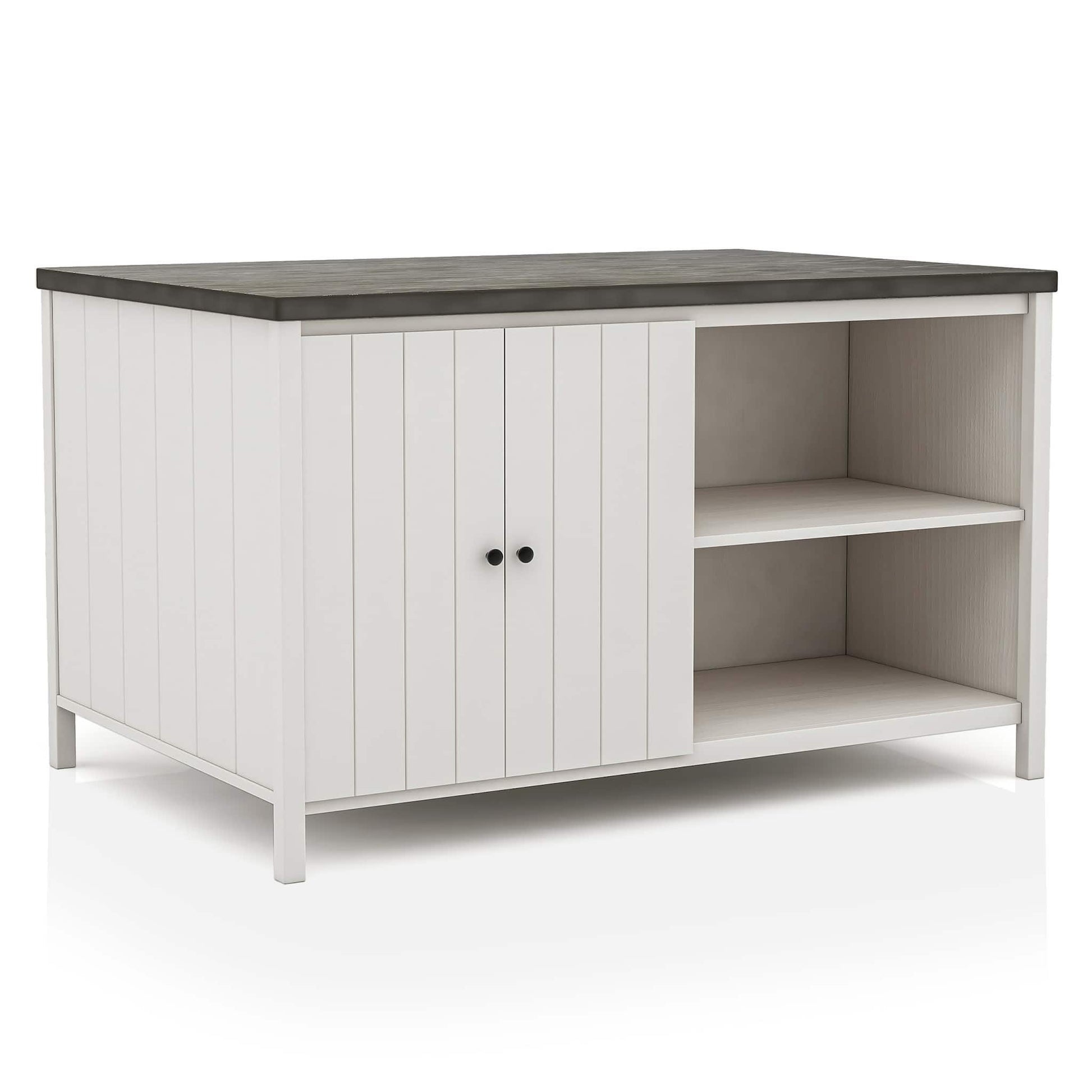 Counter height dining table with storage cabinet base white and dark gray top on Tampa Home & Garden Store