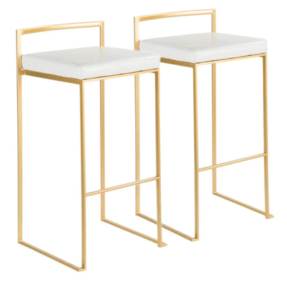Fuji barstool set with white cushions and gold metal frame, pair by Unique Piece Furniture on Tampa Home & Garden Store