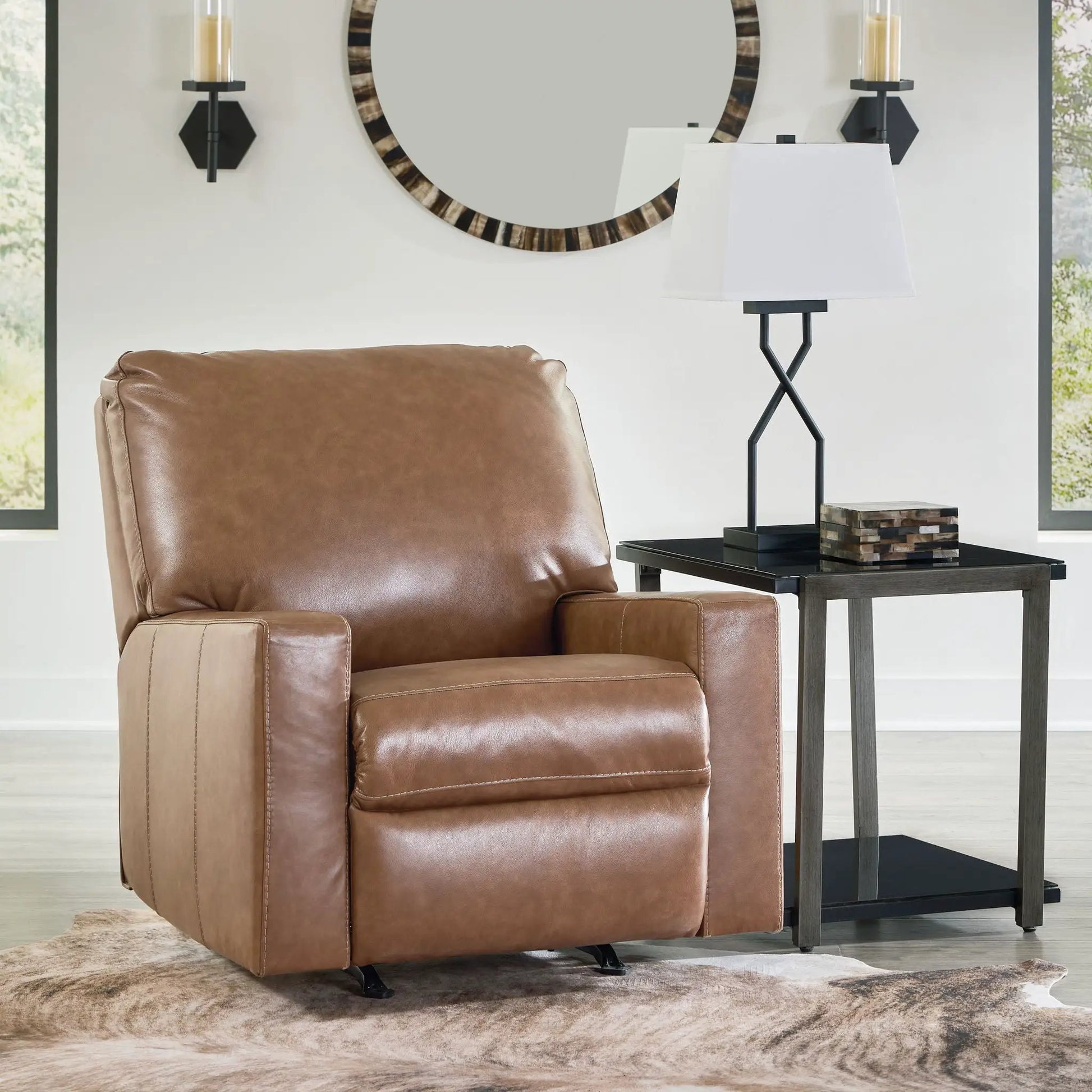 Bolsena Rocker Recliner in brown leather by Unique Piece Furniture on Tampa Home & Garden Store