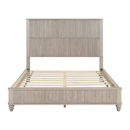 Solid Wood Queen Platform Bed with Tall Headboard