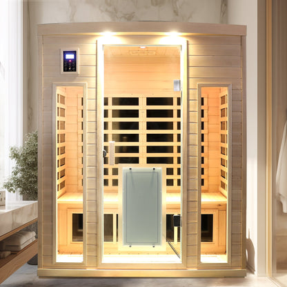 Three-person infrared sauna in Hemlock wood with glass door HouseOfZazla on Tampa Home & Garden Store