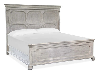Bronwyn Panel Bed in distressed gray wood with paneled headboard by Unique Piece Furniture on Tampa Home & Garden Store