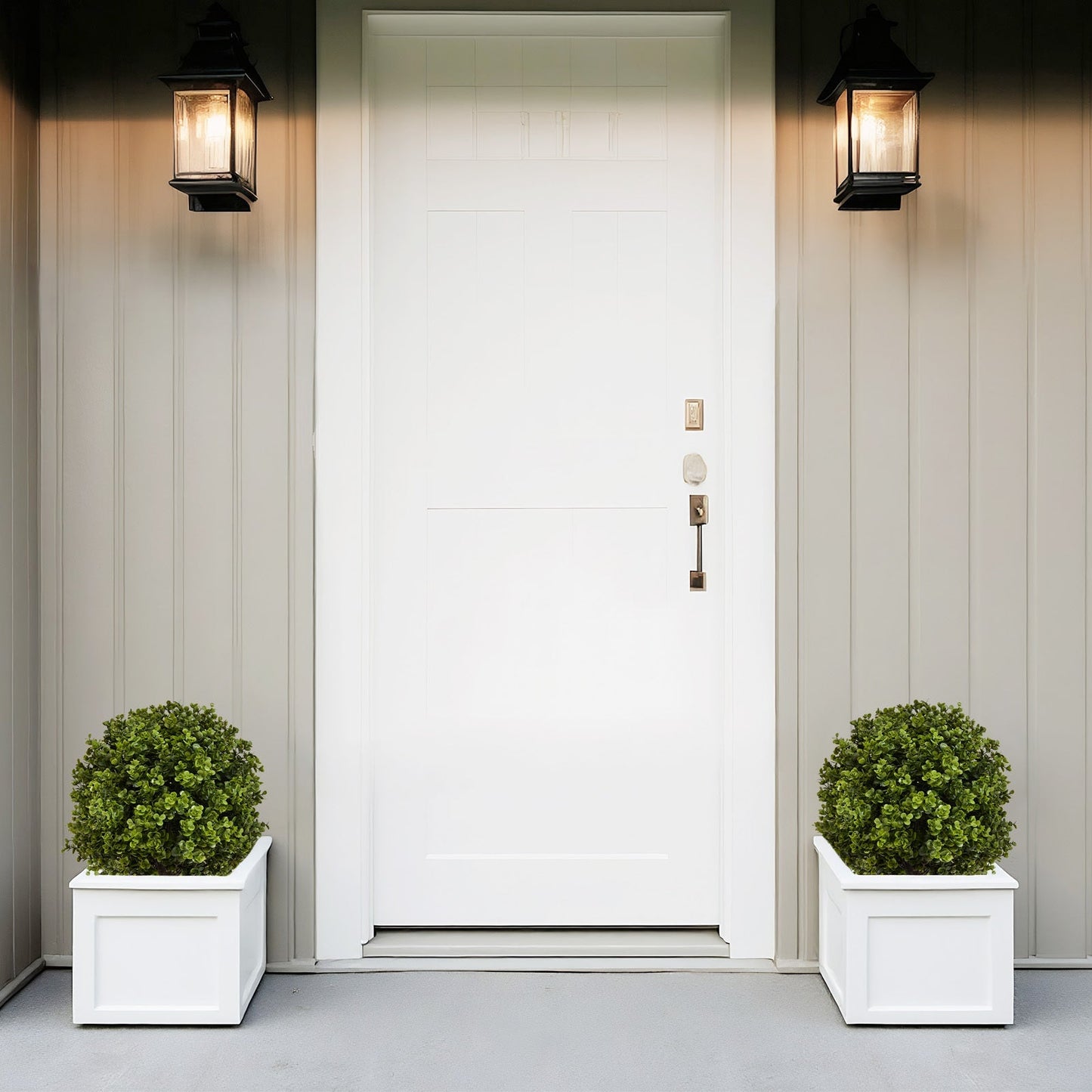 22in boxwood ball topiary shrubs in white square pots set of 2 artificial HouseOfZazla on Tampa Home & Garden Store