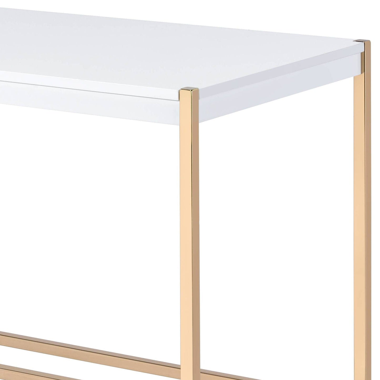 Midriaks Writing Desk With USB white desk top with gold metal legs HouseOfZazla on Tampa Home & Garden Store