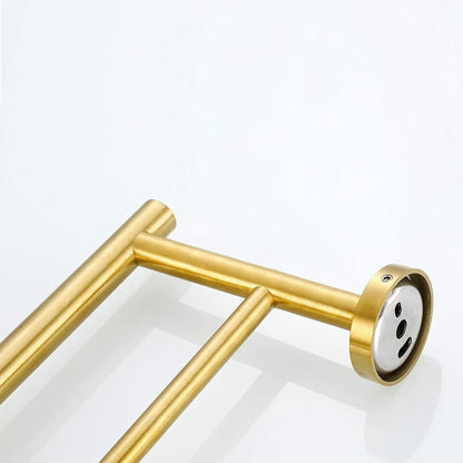 6-Piece Bathroom Hardware Accessories Set in gold brass with tubular bars and mounting plate on Tampa Home & Garden Store