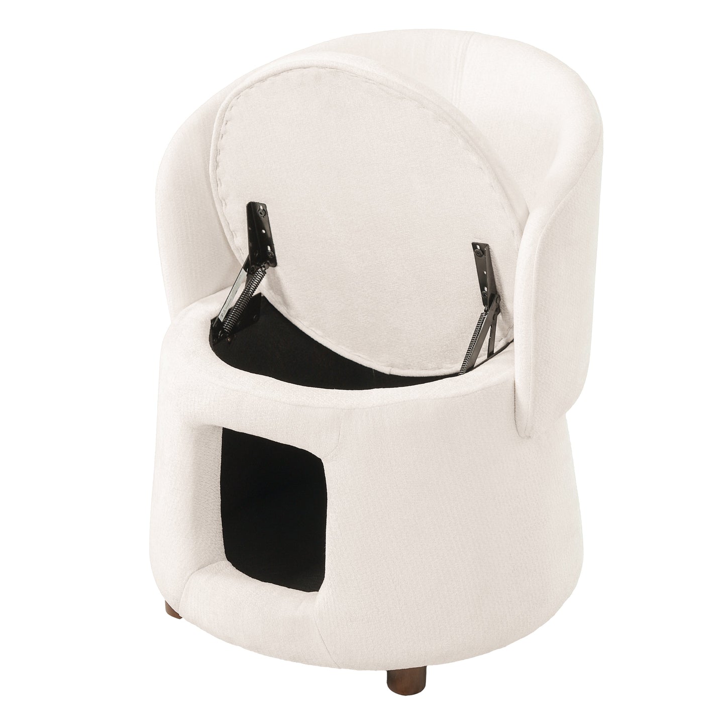 Beige pet-friendly chair with hidden pet nook, upholstered fabric seating on Tampa Home & Garden Store