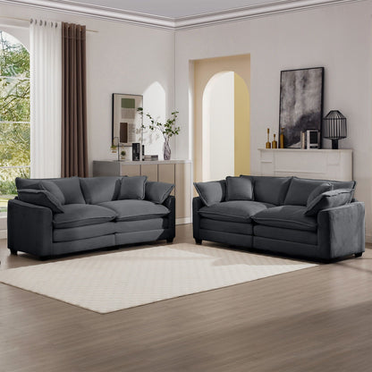 Elegant Oversized Sectional Sofa Set 3pc in dark gray fabric with deep seats HouseOfZazla on Tampa Home & Garden Store