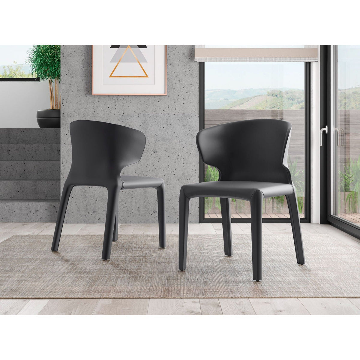 Conrad dining chair set of 2 with black metal frame for modern dining on Tampa Home & Garden Store