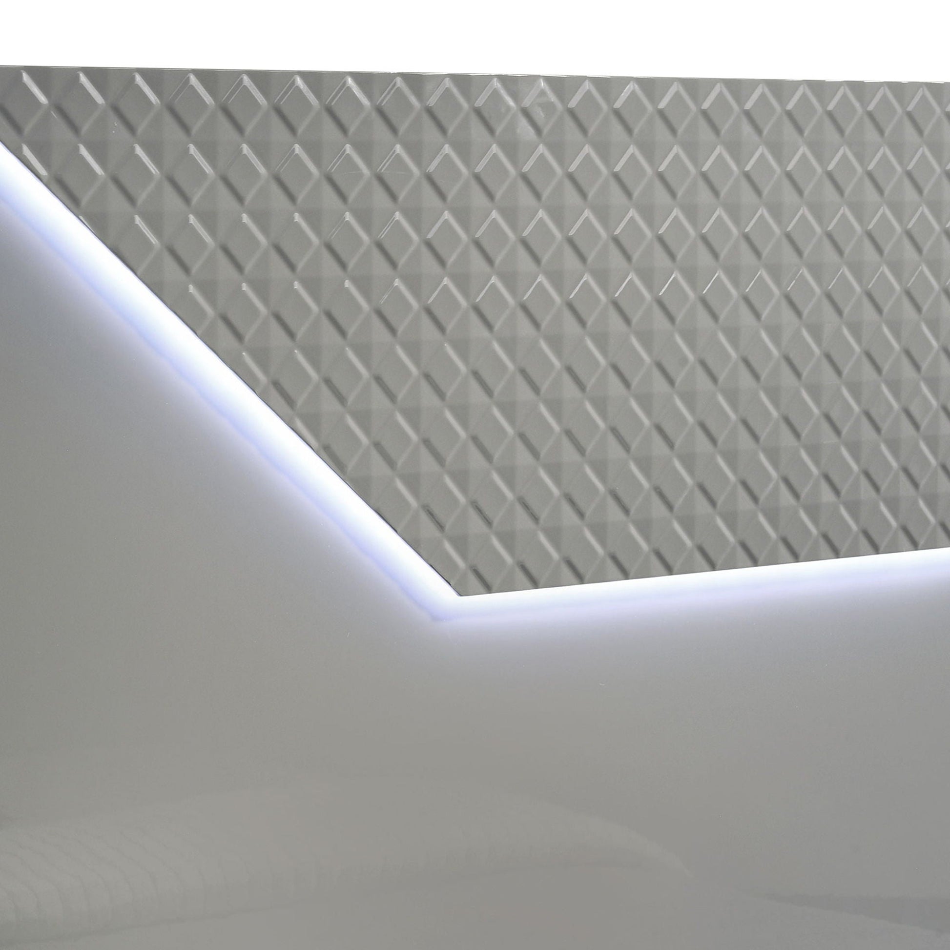 Pierce Panel Bed LED Headboard with diamond-plate textured panel and built-in glow on Tampa Home & Garden Store