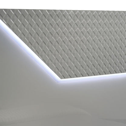 Pierce Panel Bed LED Headboard with diamond-plate textured panel and built-in glow on Tampa Home & Garden Store