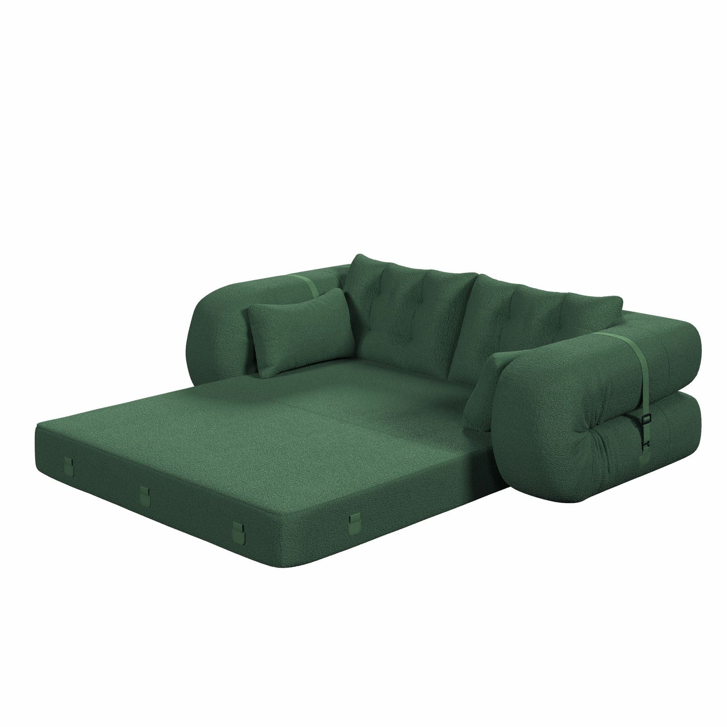 Human Dog Bed 3-in-1 Foldable Floor Sofa by HouseOfZazla, green fabric upholstery on Tampa Home & Garden Store