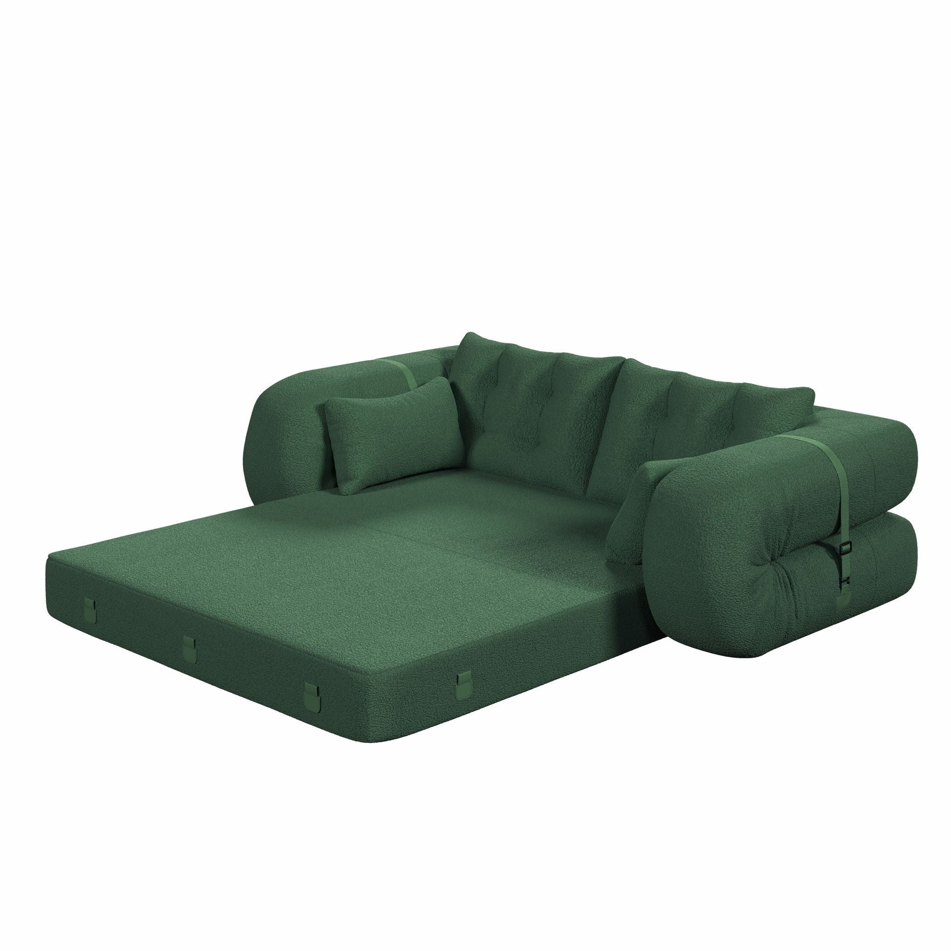 Human Dog Bed 3-in-1 Foldable Floor Sofa by HouseOfZazla, green fabric upholstery on Tampa Home & Garden Store