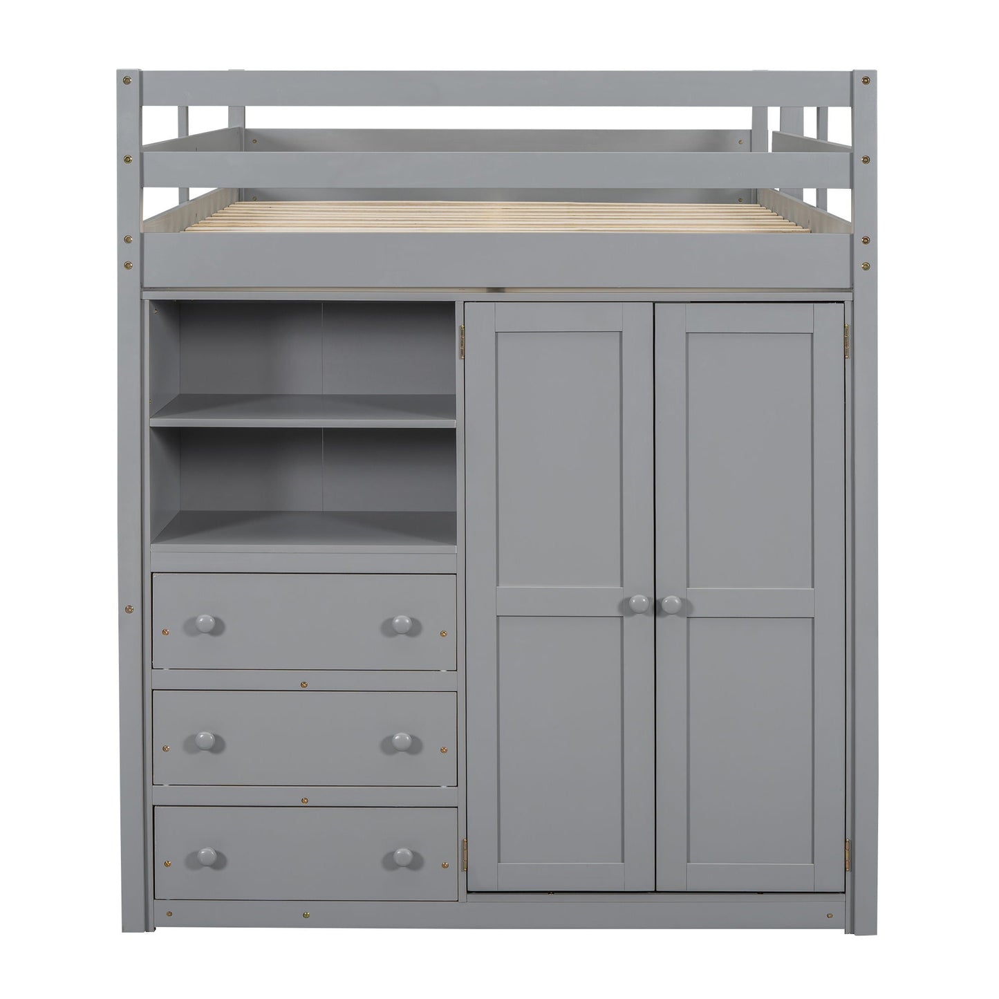 Loft bed with built-in wardrobe, shelves and drawers in gray finish by HouseOfZazla on Tampa Home & Garden Store