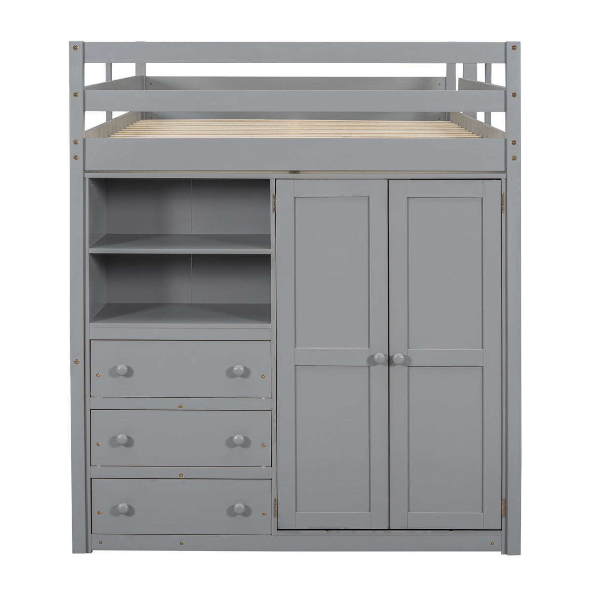 Loft bed with built-in wardrobe, shelves and drawers in gray finish by HouseOfZazla on Tampa Home & Garden Store