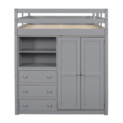 Loft bed with built-in wardrobe, shelves and drawers in gray finish by HouseOfZazla on Tampa Home & Garden Store