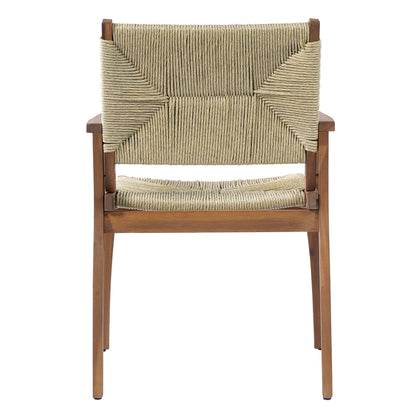 Durable Outdoor Dining Chair with acacia wood frame and natural wicker seat HouseOfZazla on Tampa Home & Garden Store