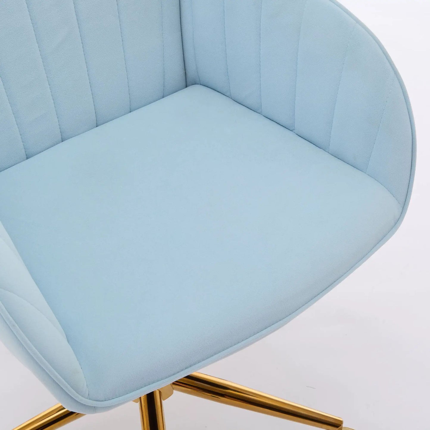 Adjustable ergonomic swivel chair in blue upholstery with gold legs by Unique Piece Furniture on Tampa Home & Garden Store