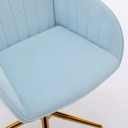 Adjustable ergonomic swivel chair in blue upholstery with gold legs by Unique Piece Furniture on Tampa Home & Garden Store