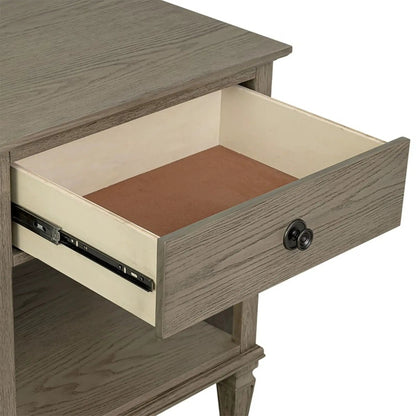 Victoria Nightstand with Open Storage, gray oak finish, accent nightstand on Tampa Home & Garden Store