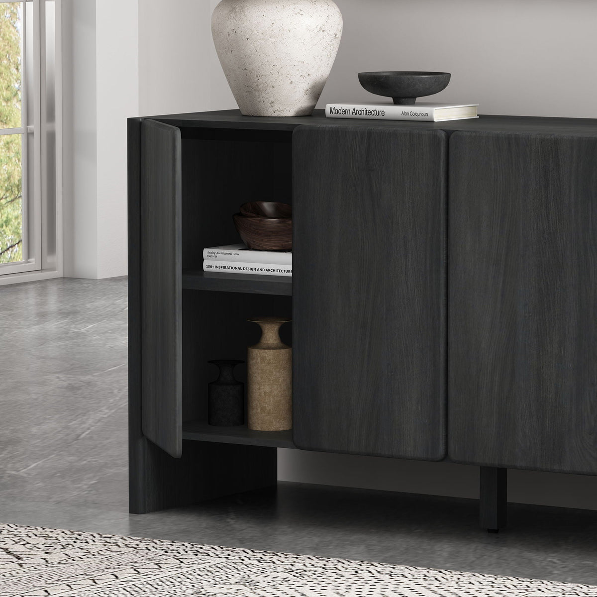 Linda Sideboard with adjustable shelves and soft-close doors in dark gray finish on Tampa Home & Garden Store