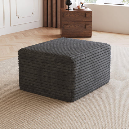 Dark Grey Corduroy Ottoman for the Living Room