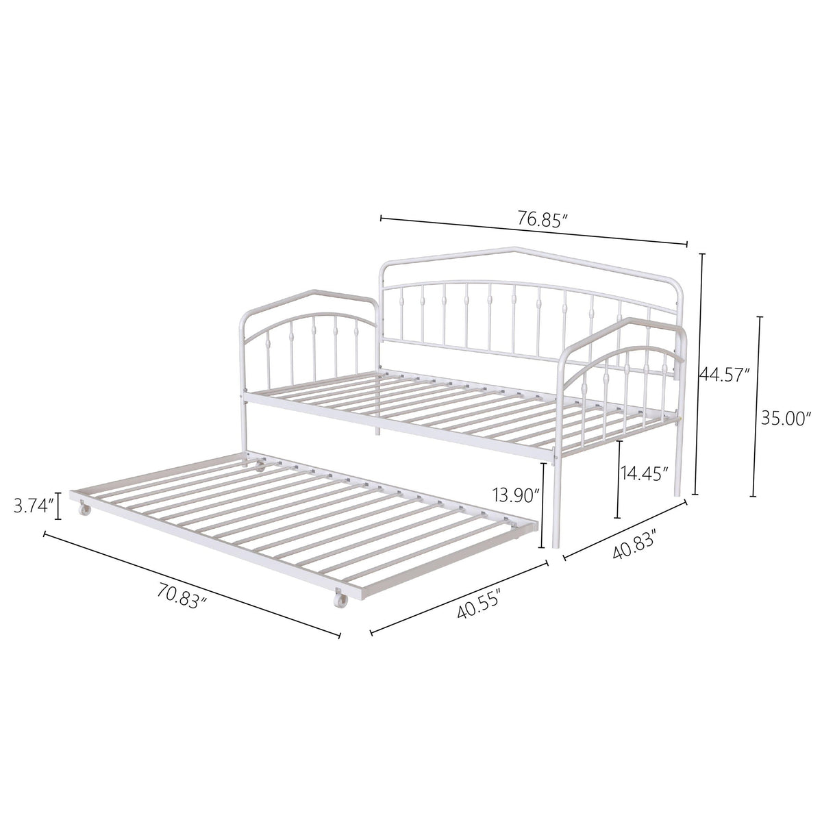 Fox daybed with twin trundle in white metal frame by HouseOfZazla on Tampa Home & Garden Store