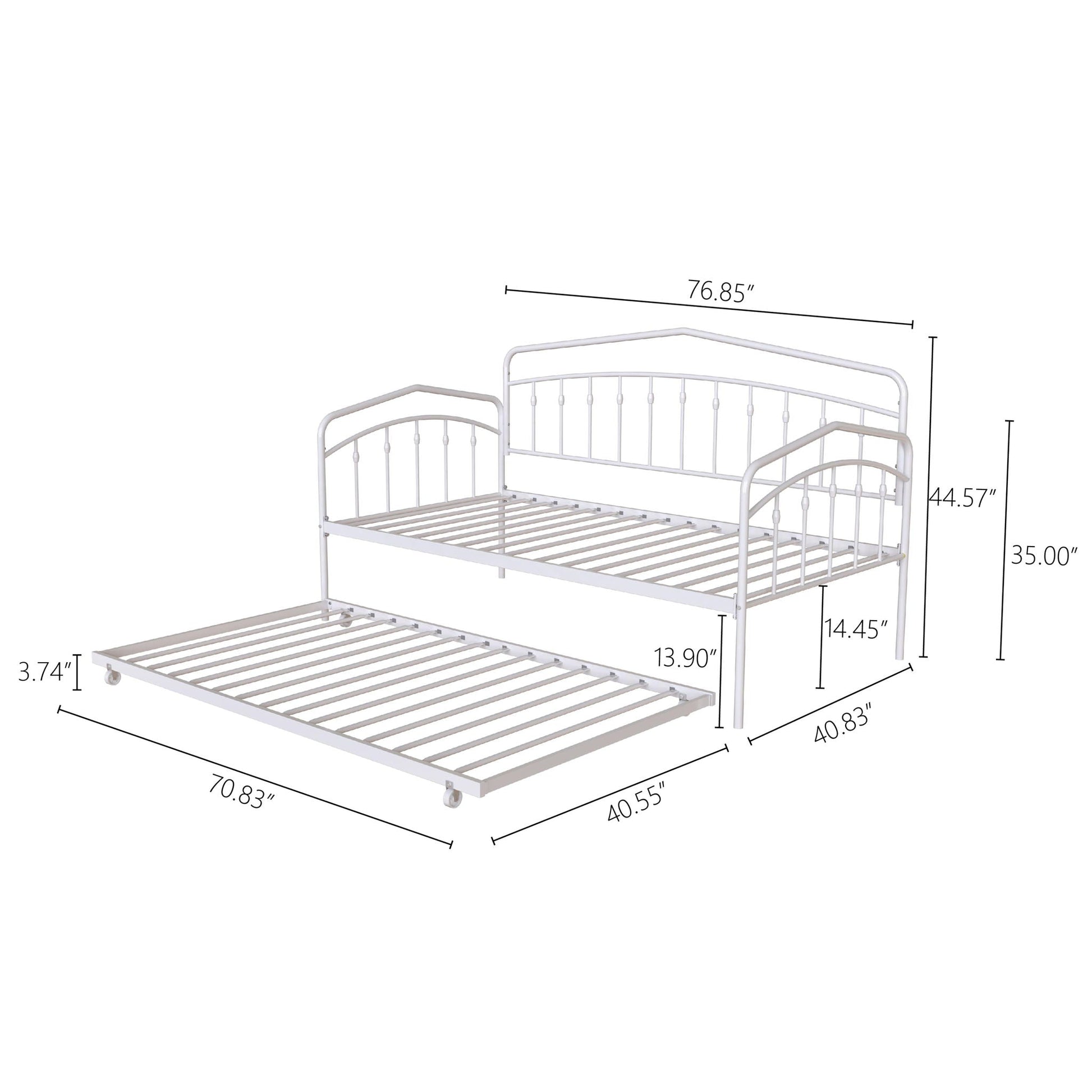 Fox daybed with twin trundle in white metal frame by HouseOfZazla on Tampa Home & Garden Store
