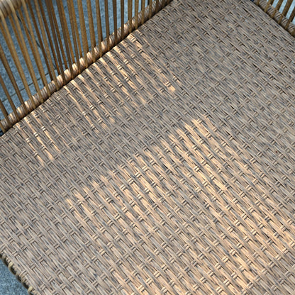 Outdoor PE wicker 2-seater sofa set brown woven seat close-up on Tampa Home & Garden Store