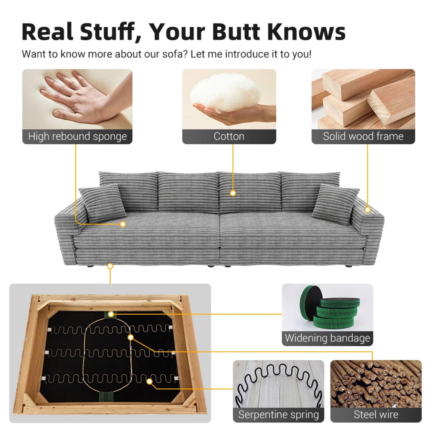 Deep Seat Sofa Bed With Ottoman and Soft Pillows