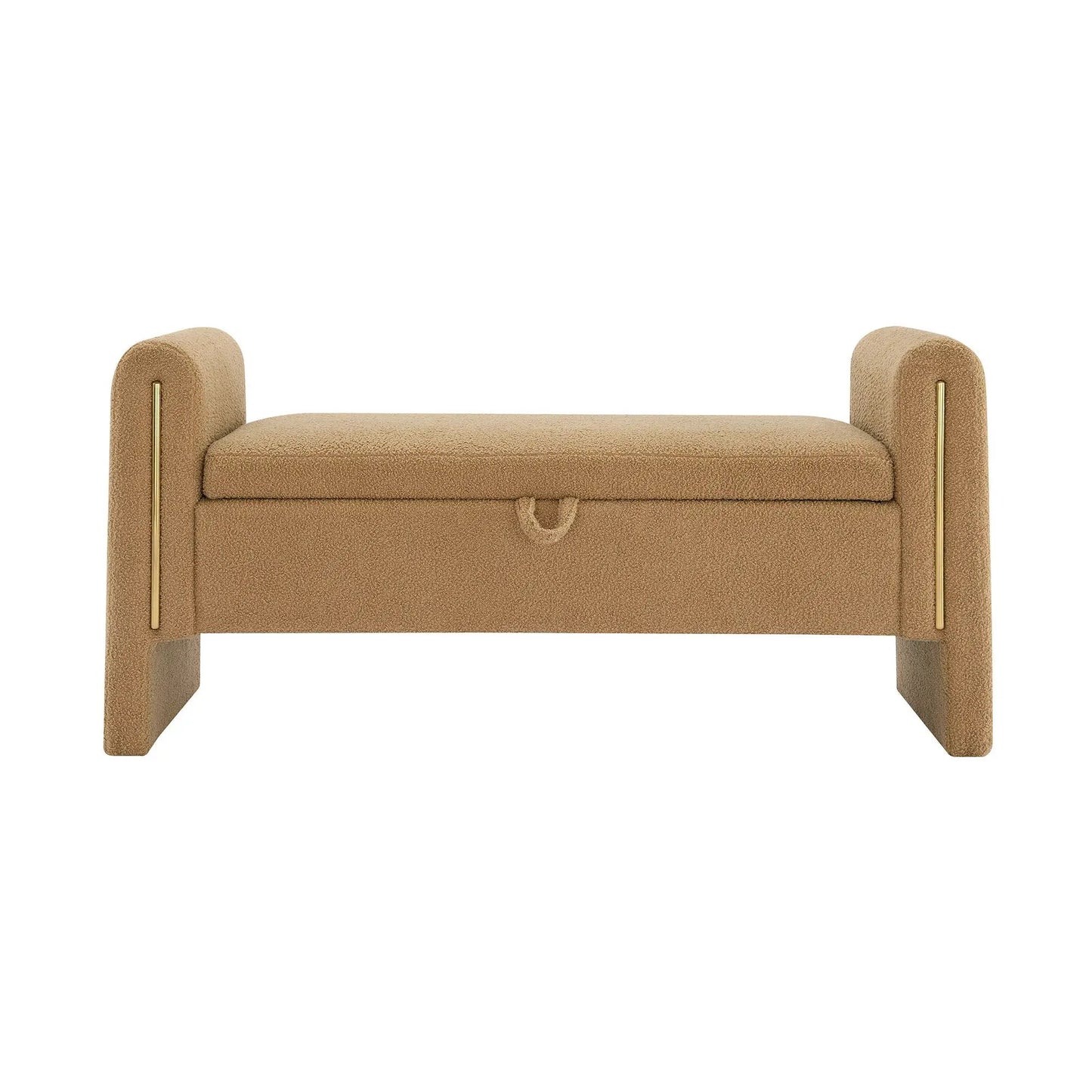 Modern Teddy Upholstered Large Bed End Bench with Arms and Storage beige by Unique Piece Furniture on Tampa Home & Garden Store