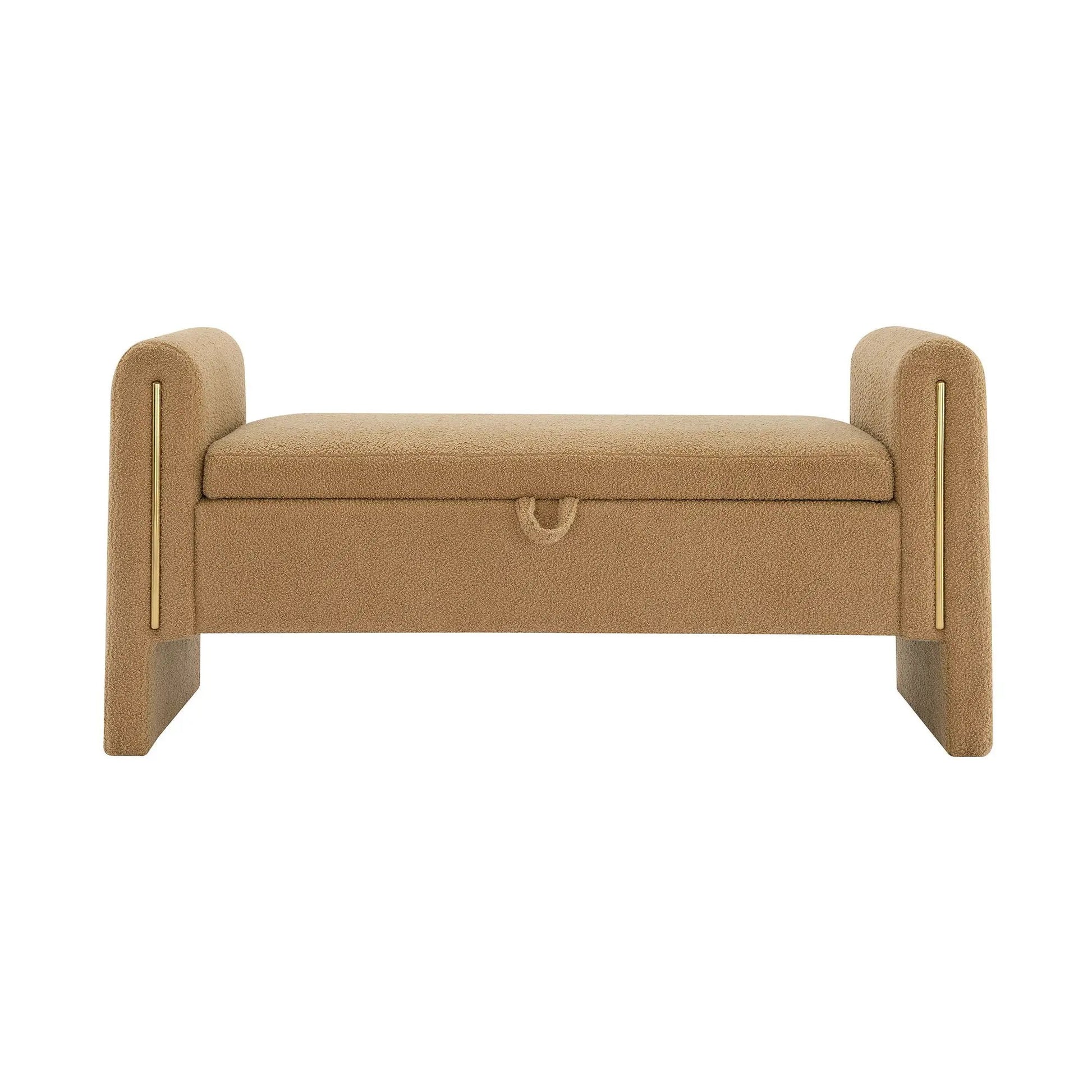 Modern Teddy Upholstered Large Bed End Bench with Arms and Storage beige by Unique Piece Furniture on Tampa Home & Garden Store